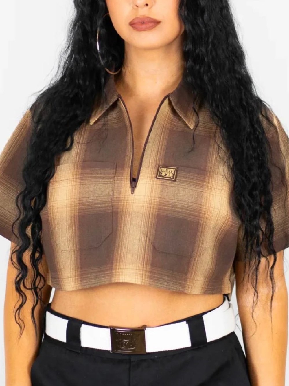 FB COUNTY WOMEN'S 1/2 ZIP UP CROP TOP